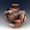 stoneware urn, horsehair raku fired vessel | Vase in Vases & Vessels by Ron Mello Studio Art. Item made of bamboo with brass works with contemporary & rustic style