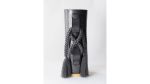 Handmade Ceramic Vase #696 in Black with Charcoal Tencel | Vases & Vessels by Karen Gayle Tinney. Item composed of stoneware in minimalism or contemporary style