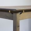 Console table in Lacewood & Ebonised London Plane | Tables by Heliconia Design. Item composed of wood & brass