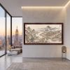 Hand-Painted Song Dynasty Silk Scroll Tides of Prosperity | Oil And Acrylic Painting in Paintings by Dynasty Artisan. Item composed of wood and fabric in contemporary or eclectic & maximalism style
