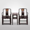 Imperial Midnight Black-Gold Ming Dynasty Scholar Chair Trio | Armchair in Chairs by Dynasty Artisan. Item composed of wood compatible with contemporary and eclectic & maximalism style