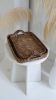 Handmade Rectangular Brown & Natural Tray with Handles | Serving Tray in Serveware by Amara