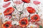 Radiant Poppy Meadow — Original Acrylic Painting | Oil And Acrylic Painting in Paintings by DaggArt. Item composed of canvas compatible with modern style