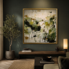 original green creme large painting ready to hang | Paintings by manuela Q. Item composed of canvas in modern style