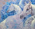 Magical Realism Arabian Horses Oil Painting | Oil And Acrylic Painting in Paintings by Gill Bustamante