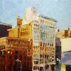 Patriot Place, Looking Out On Lafayette, Just Hangin' Around | Oil And Acrylic Painting in Paintings by Ann Gorbett Palette Knife Paintings. Item made of synthetic