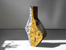 Large Brutalist Concrete Floor Vase, Textured Art Object | Sculptures by Donatas Žukauskas. Item composed of cement and paper in minimalism or contemporary style