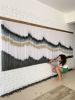 Large Wall Art -Zorke XXV- Fiber Art - White & Black | Tapestry in Wall Hangings by Olivia Fiber Art. Item composed of wood and cotton in boho or minimalism style