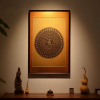 Yunjin Silk Om Mani Padme Hum Mandala Thangka Woven Art | Embroidery in Wall Hangings by Dynasty Artisan. Item composed of wood and fabric in contemporary or eclectic & maximalism style