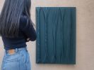 3D Textured Blue Wall Art | Oil And Acrylic Painting in Paintings by Sarmal Design. Item made of wood with canvas works with boho & minimalism style