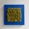 Mixed Media Weaving | Cobalt and Chartreause | Tapestry in Wall Hangings by Sarah Lawrence. Item composed of canvas and fiber in minimalism or mid century modern style