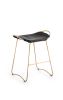 Set of 3 Kitchen Counter Stool Brass Steel & Tan Leather | Chairs by Jover + Valls