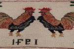 Vintage Signature Pictorial Rug with Rooster Drawings | Area Rug in Rugs by Rug and Kilim
