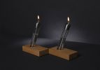 Migration / a modern oil candle (set of two candles) | Lighting by Perhacs Studio. Item made of wood with steel works with minimalism & contemporary style