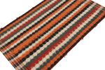 Vintage Persian Kilim in Orange and Multicolor Stripes | Area Rug in Rugs by Rug and Kilim