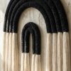 Black & Cream Macrame Wall Hanging, Modern Boho Fiber Art | Wall Sculpture in Wall Hangings by Sarmal Design. Item made of cotton & fiber compatible with boho and minimalism style
