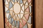 Desert Sun in White Oak Frame - No. 1 | Mosaic in Art & Wall Decor by Clare and Romy Studio. Item composed of oak wood and ceramic in boho or mid century modern style