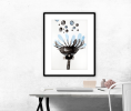Blue petals ink and watercolour floral abstract original art | Watercolor Painting in Paintings by Valeria Kondor. Item composed of paper in minimalism or mid century modern style