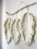 Neutral Shaggy Macrame Feathers/Leaves | Macrame Wall Hanging in Wall Hangings by macramestories. Item made of cotton works with boho & country & farmhouse style