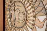 Mayan Sun in White Oak Frame No. 2 | Mosaic in Art & Wall Decor by Clare and Romy Studio. Item composed of ceramic in boho or mid century modern style