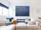 Refreshing Swim Modern Seascape 36 x 48" | Oil And Acrylic Painting in Paintings by Margaret Juul. Item made of synthetic