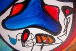 Fish Eating Diamond | Oil And Acrylic Painting in Paintings by Nathalie D Gribinski. Item composed of canvas in mid century modern or contemporary style