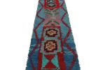 Vintage Moroccan Runner Rug in Blue with Geometric Patterns | Area Rug in Rugs by Rug and Kilim