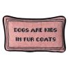 velvet DOGS ARE KIDS IN FUR COATS custom made toss pillow | Pillows by Mommani Threads. Item composed of fabric in contemporary or eclectic & maximalism style