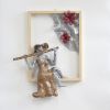 flutist woman sculpture, metal wall art, Framed picture | Wall Sculpture in Wall Hangings by NUNTCHI. Item composed of wood and steel in contemporary or art deco style