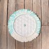 Flower of life Wall Decor - Teal and White with Quartz Stone | Macrame Wall Hanging in Wall Hangings by Gissell Studio - Textile & Botanical Art. Item made of wood with cotton