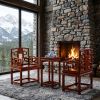 Legacy Imperial Taishi Armchair Trio Set with Kanji Carving | Chairs by Dynasty Artisan. Item made of wood works with contemporary & eclectic & maximalism style