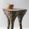 Beige Stone High Side Table - Tripod Series in Bio Concrete | Tables by Donatas Žukauskas. Item composed of wood and cement in contemporary or japandi style