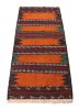 Vintage Afghan Kilim Runner in Orange with Geometric Pattern | Area Rug in Rugs by Rug and Kilim. Item composed of wool