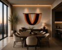 Maree Orange-Modern wall art | Tapestry in Wall Hangings by Olivia Fiber Art. Item made of wood with wool works with minimalism & mid century modern style