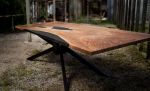 Walnut and Black Epoxy Single Slab Dining / Conference Table | Dining Table in Tables by Adrian Vogel. Item made of walnut with steel