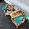Maple & Aqua Resin Side Tables | Tables by Black Rose WoodCraft