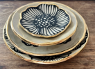 Handmade Floral Ceramic Plate with 22K Gold Accents | Ceramic Plates by Hsieh Clay SF. Item composed of ceramic