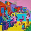 The Good Life – Original Neo-Pop Poolside Painting | Oil And Acrylic Painting in Paintings by Berezart. Item made of canvas works with contemporary & urban style