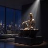 50" Jeweled Gilded Bronze Water-Moon Avalokitesvara Statue | Sculptures by Dynasty Artisan. Item made of brass with stone works with eclectic & maximalism & asian style
