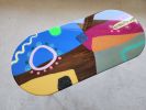 Oval Colorful Abstract Pop Art Side Table,Modern Resin Table | Coffee Table in Tables by Epoxy Coffee Table Shop. Item composed of wood compatible with boho and mid century modern style