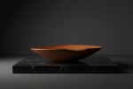 Handcrafted Flat Pearwood Bowl | Dinnerware by Holzkunst Samuel Meisinger. Item composed of wood in contemporary or art deco style