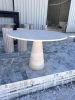 Round Travertine Dining Room Table - Marble Dining Table | Tables by Tinella Wood. Item composed of marble in minimalism or contemporary style