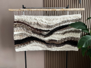 Wool Wall Tapestry in Earthy Neutrals “Organic Flow” | Wall Hangings by Tissage Sauvage. Item made of wood with cotton works with boho & contemporary style