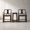 Imperial Black-Gold Ming Rose Elegant Armchair & Table Trio | Chairs by Dynasty Artisan. Item composed of wood in contemporary or eclectic & maximalism style