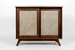 New Mid Century inspired Media Cabinet/Bathroom Vanity Cabin | Credenza in Storage by Wood and Stone Designs. Item made of walnut & concrete