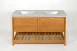 Fairfax Double Vanity Cabinet with Concrete Vanity Top | Countertop in Furniture by Wood and Stone Designs. Item composed of oak wood and concrete