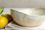 Cream Ceramic Salad Bowl, Unique Wedding Gift | Dinnerware by ShellyClayspot. Item made of stoneware works with minimalism & urban style