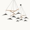Emily Group of Nine | Chandeliers by MOSS Objects. Item composed of oak wood and steel in minimalism or mid century modern style