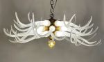Small Antler Chanelier | Chandeliers by Anchor Bend Glassworks. Item made of oak wood with brass works with contemporary & country & farmhouse style
