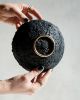 Large Treasure Bowl in Textured Black Concrete & Brass | Decorative Bowl in Decorative Objects by Carolyn Powers Designs. Item made of brass with concrete works with minimalism & contemporary style